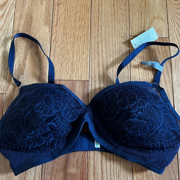 NWT Aerie Navy 34D Wireless Sans Armsture Bra - Picture 1 of 5